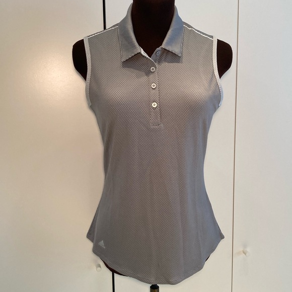 adidas Tops - Adidas Golf polo tank sleeveless grey polka dots S